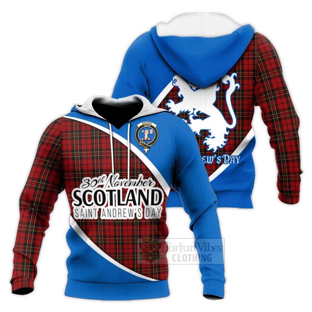 Tartan Vibes Clothing Brodie Family Crest Tartan Knitted Hoodie Celebrate Saint Andrew's Day in Style