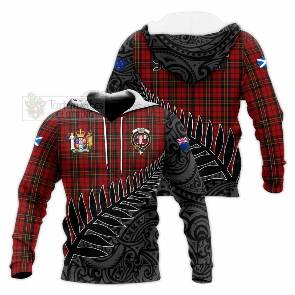 Tartan Vibes Clothing Brodie Crest Tartan Knitted Hoodie with New Zealand Silver Fern Half Style