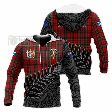 Brodie Crest Tartan Knitted Hoodie with New Zealand Silver Fern Half Style