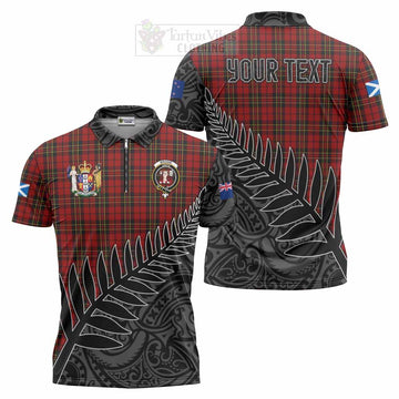 Brodie Crest Tartan Zipper Polo Shirt with New Zealand Silver Fern Half Style