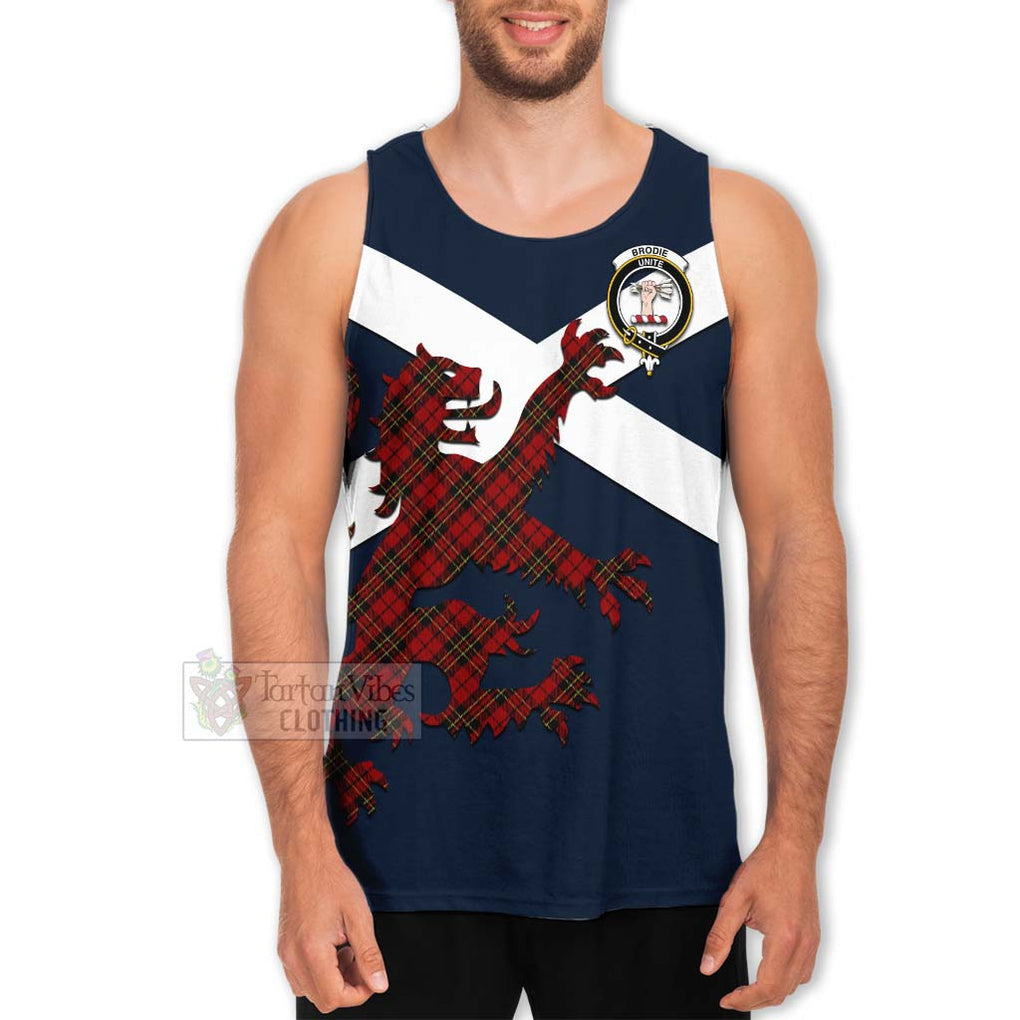 Tartan Vibes Clothing Brodie Tartan Lion Rampant Men's Tank Top – Proudly Display Your Heritage with Alba Gu Brath and Clan Name