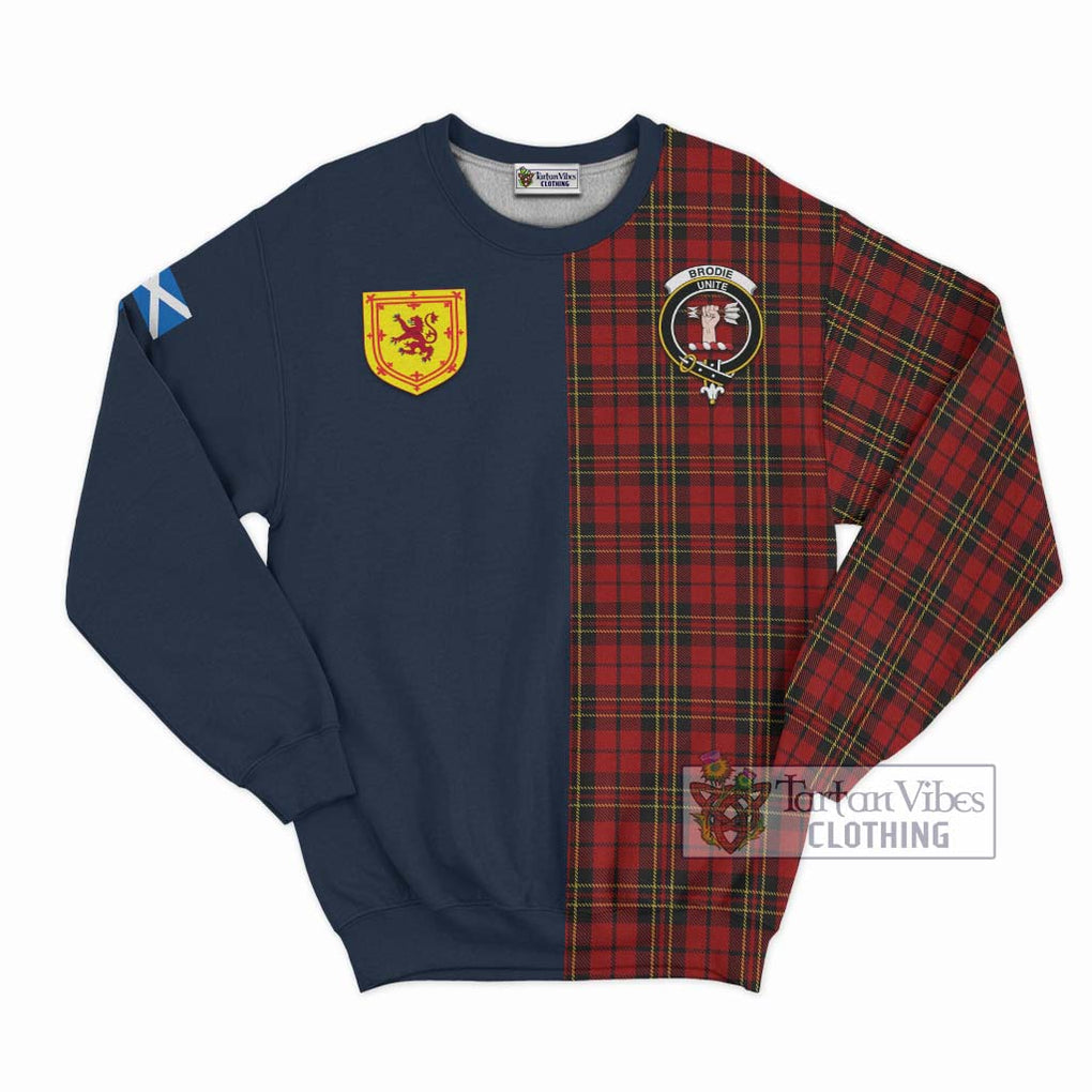 Tartan Vibes Clothing Brodie Tartan Sweatshirt with Scottish Lion Royal Arm Half Style