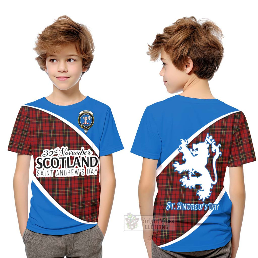 Tartan Vibes Clothing Brodie Family Crest Tartan Kid T-Shirt Celebrate Saint Andrew's Day in Style