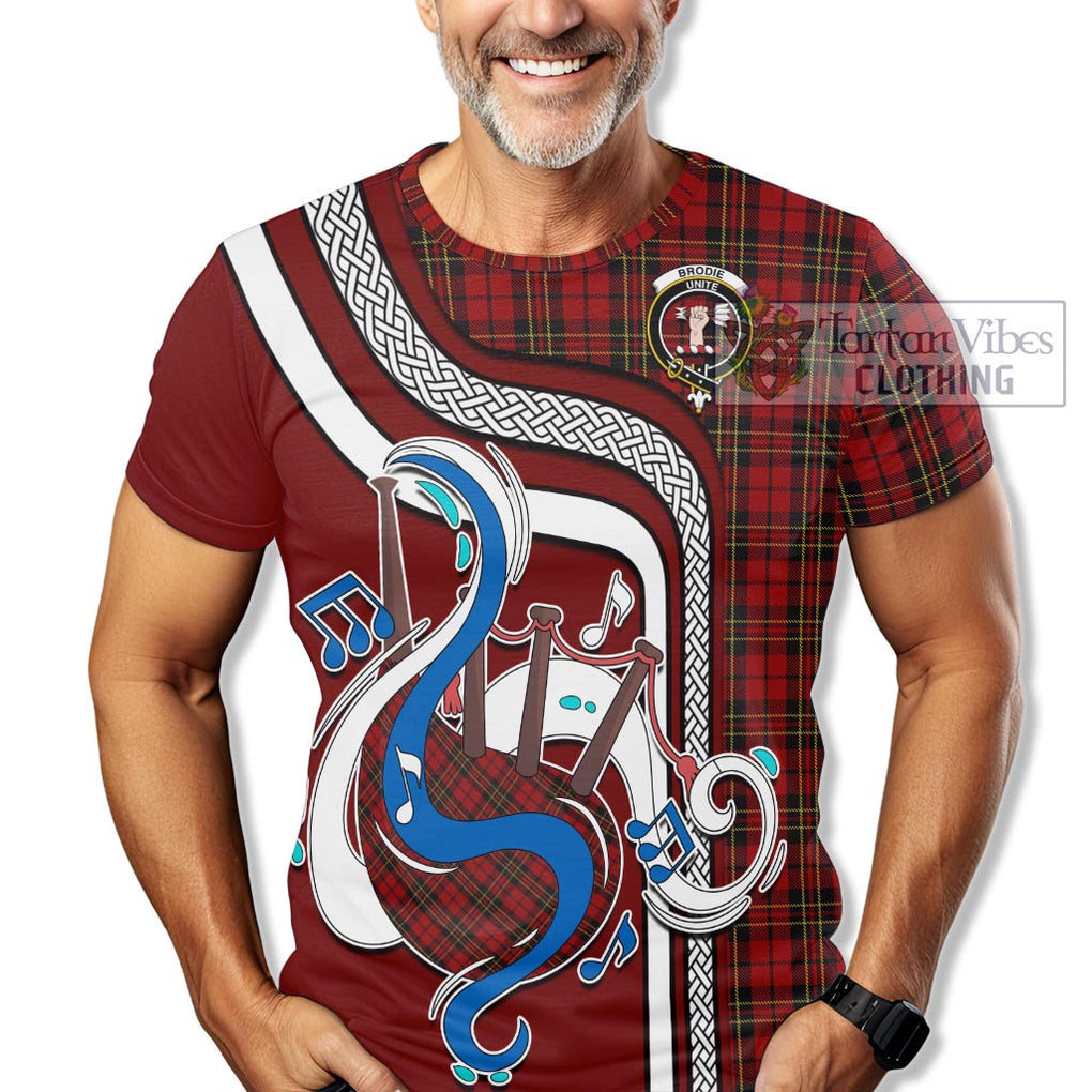 Brodie Tartan T-Shirt with Epic Bagpipe Style Kid's Shirt - Tartanvibesclothing Shop