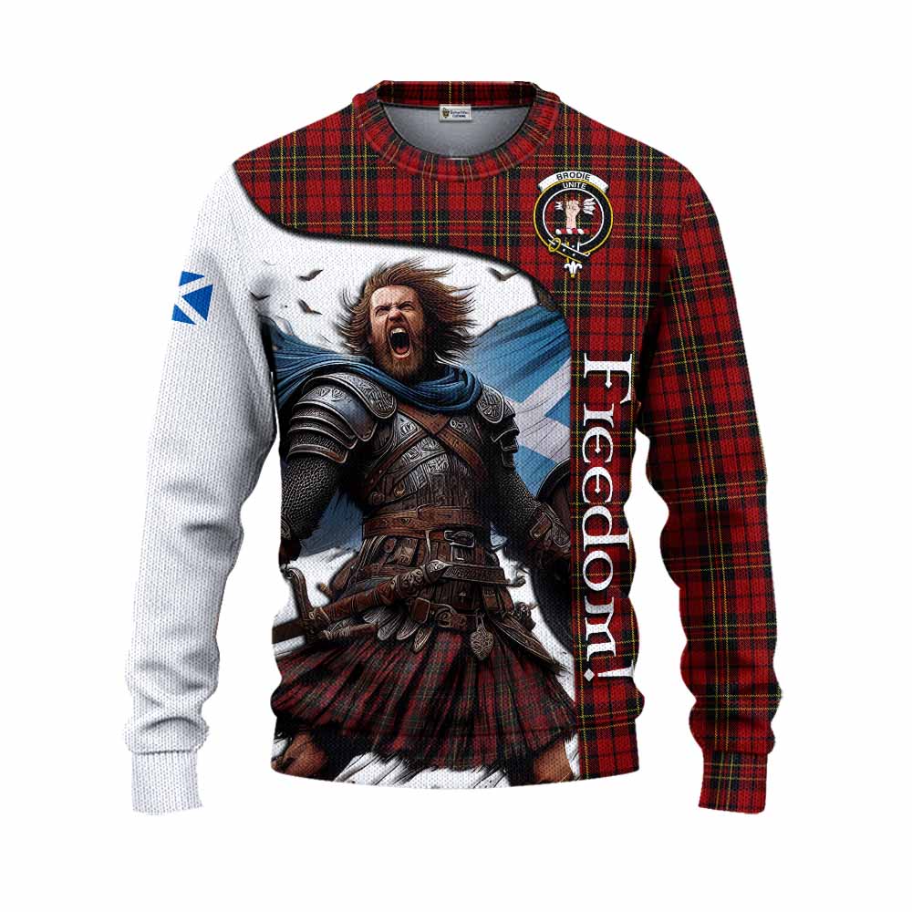 Tartan Vibes Clothing Brodie Crest Tartan Knitted Sweater Inspired by the Freedom of Scottish Warrior