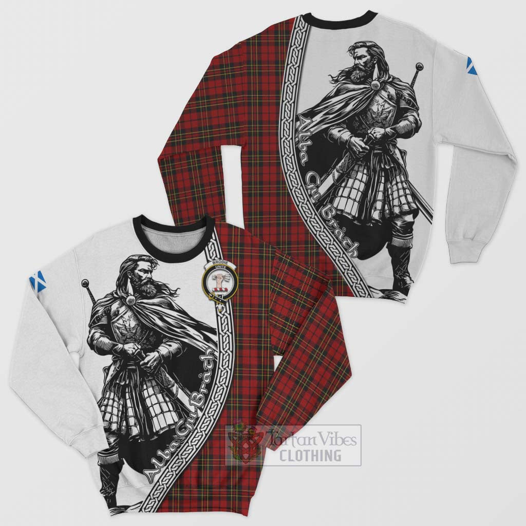 Tartan Vibes Clothing Brodie Tartan Clan Crest Sweatshirt with Highlander Warrior Celtic Style