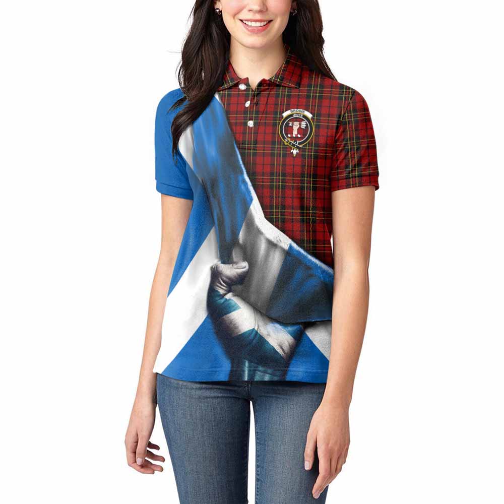 Tartan Vibes Clothing Brodie Tartan Women's Polo Shirt with Family Crest Scotland Patriotic Style