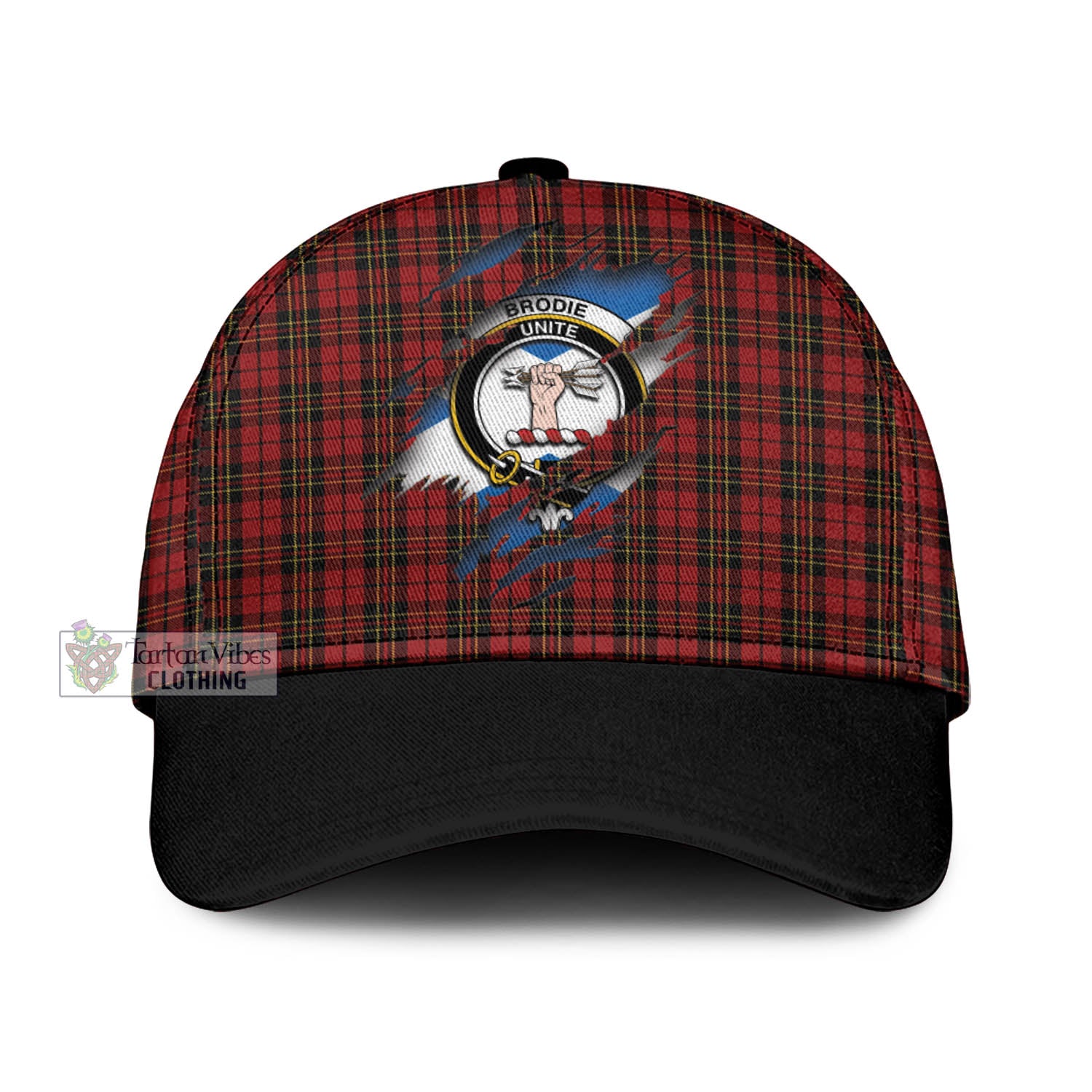 Tartan Vibes Clothing Brodie Tartan Classic Cap with Family Crest In Me Style