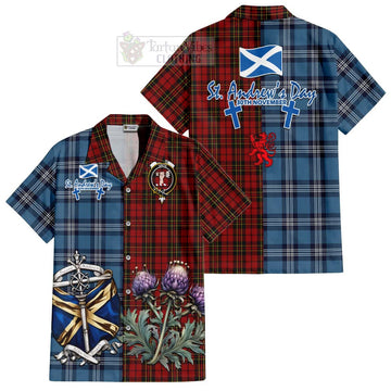 Brodie Tartan Short Sleeve Button Shirt Happy St. Andrew's Day Half Tartan Style