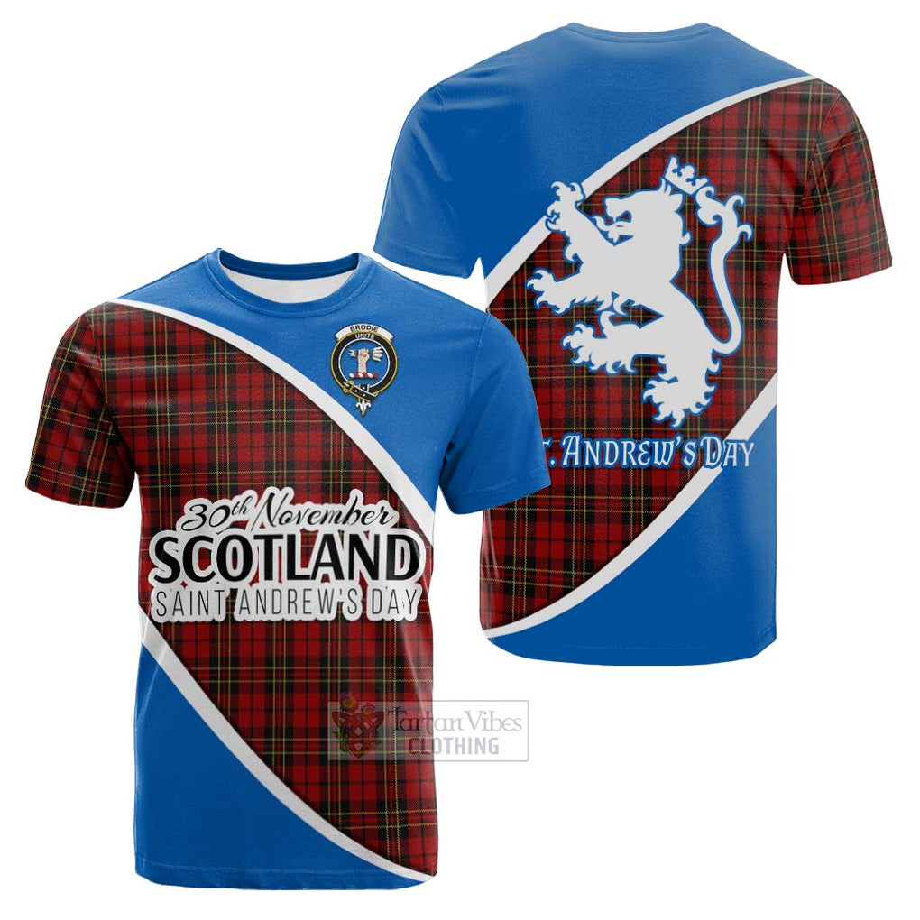 Tartan Vibes Clothing Brodie Family Crest Tartan Cotton T-shirt Celebrate Saint Andrew's Day in Style