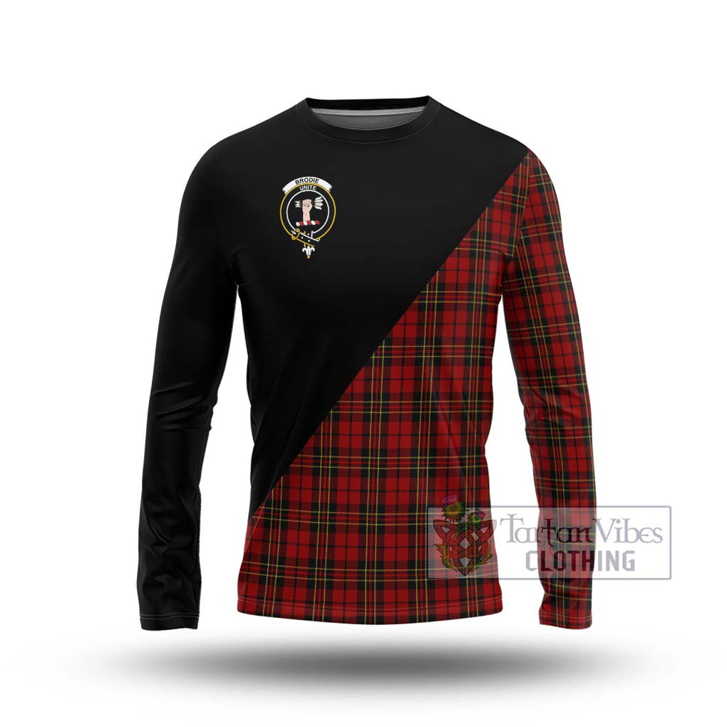 Brodie Tartan Long Sleeve T-Shirt with Family Crest and Military Logo Style Unisex - Tartanvibesclothing Shop