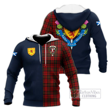 Brodie Tartan Knitted Hoodie Alba with Scottish Lion Royal Arm Half Style