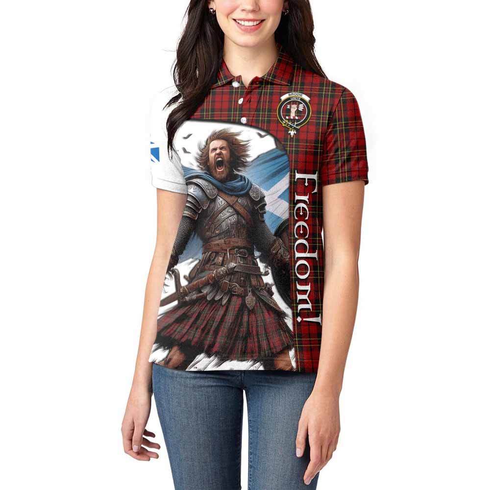 Tartan Vibes Clothing Brodie Crest Tartan Women's Polo Shirt Inspired by the Freedom of Scottish Warrior