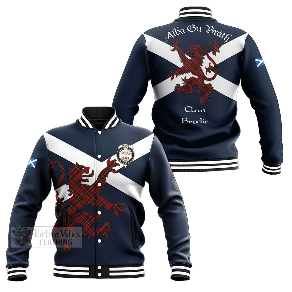 Tartan Vibes Clothing Brodie Tartan Lion Rampant Baseball Jacket – Proudly Display Your Heritage with Alba Gu Brath and Clan Name