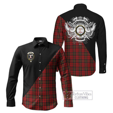 Brodie Tartan Long Sleeve Button Shirt with Family Crest and Military Logo Style