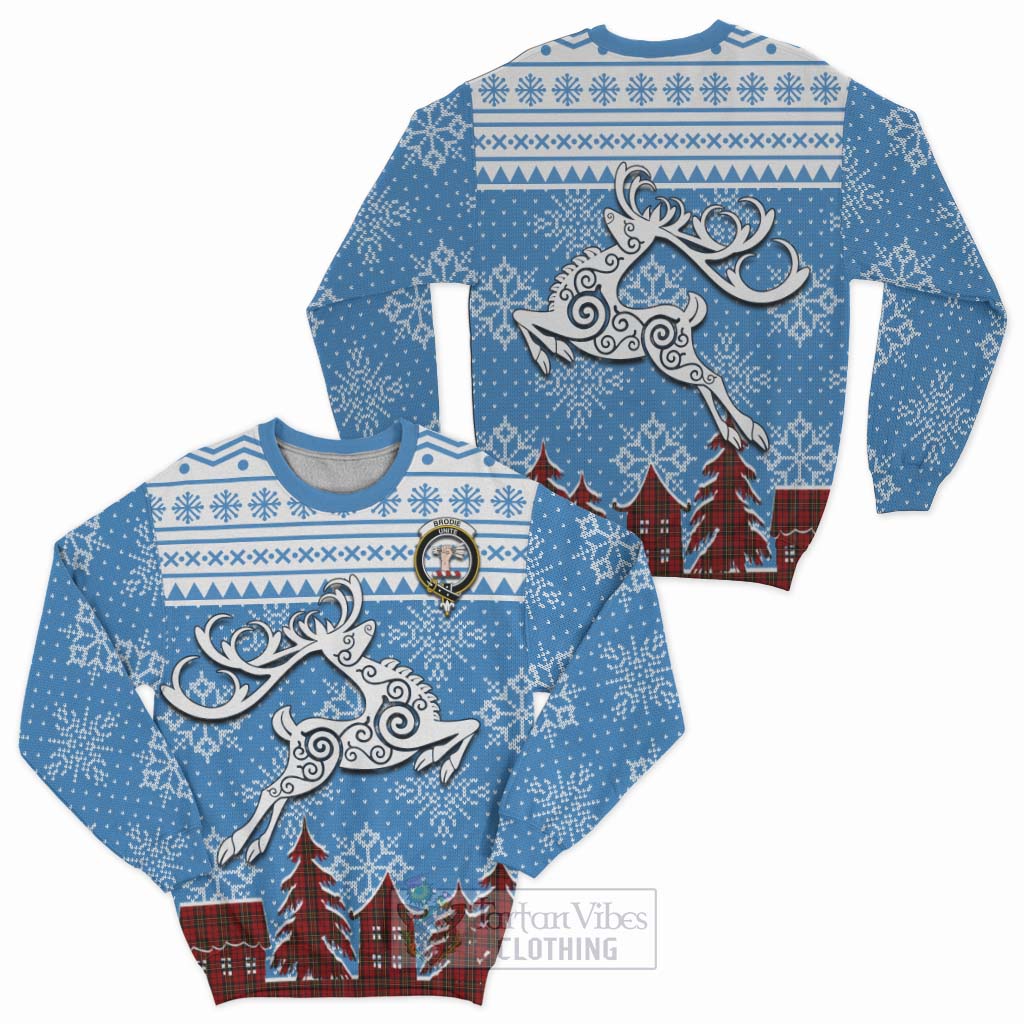 Tartan Vibes Clothing Brodie Clan Christmas Sweatshirt Celtic Reindeer Style