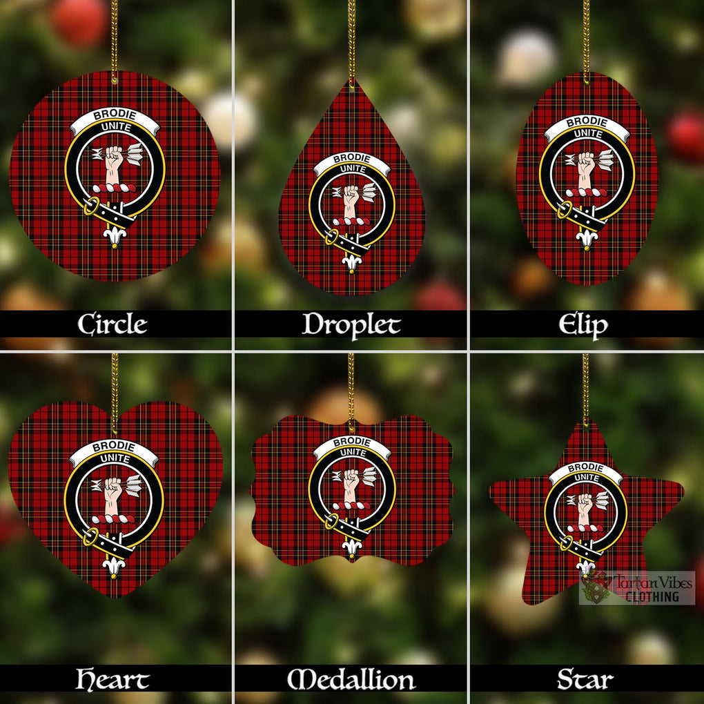 Tartan Vibes Clothing Brodie Tartan Christmas Aluminium Ornament with Family Crest