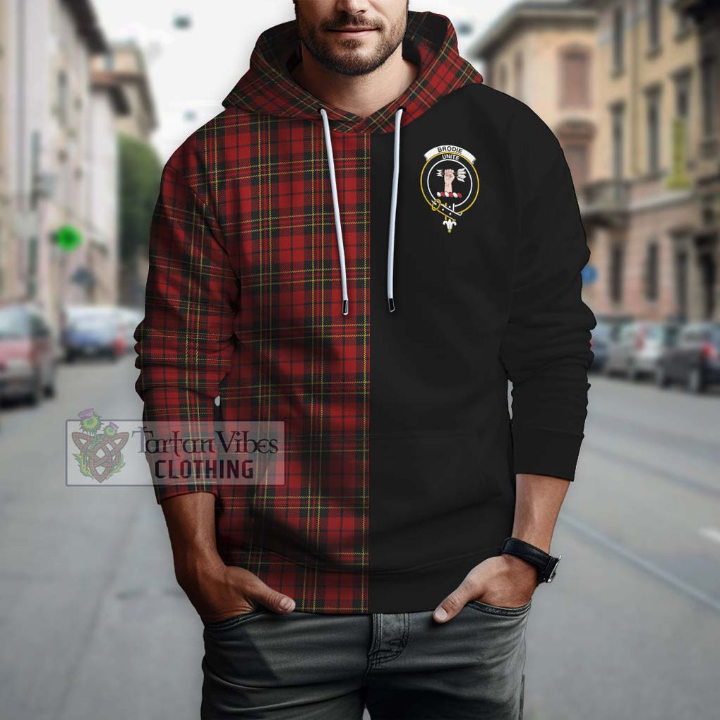 Brodie Tartan Hoodie with Family Crest and Half Of Me Style Zip Hoodie - Tartanvibesclothing Shop