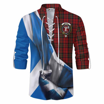 Brodie Tartan Ghillie Kilt Shirt with Family Crest Scotland Patriotic Style