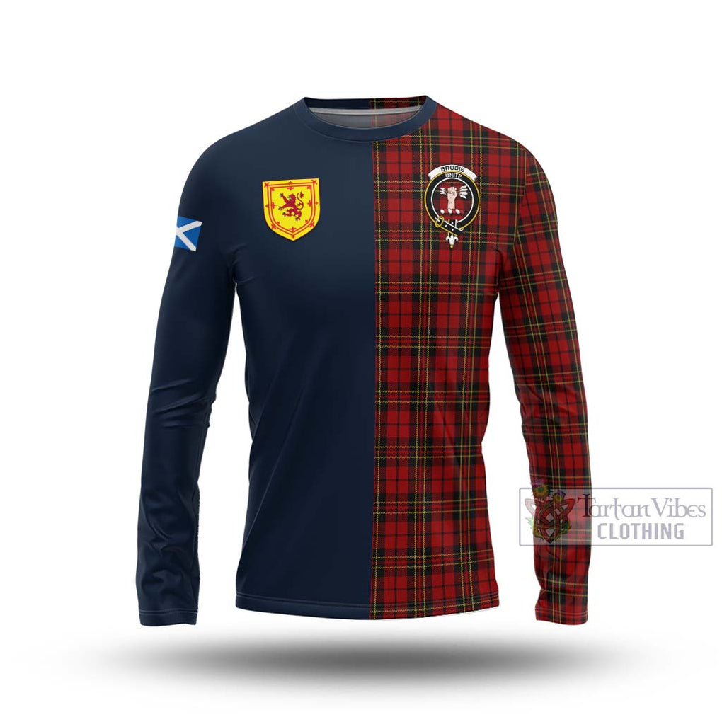 Tartan Vibes Clothing Brodie Tartan Long Sleeve T-Shirt with Scottish Lion Royal Arm Half Style