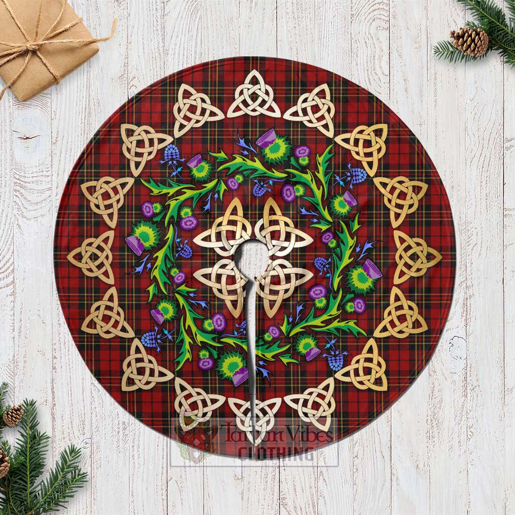 Tartan Vibes Clothing Brodie Tartan Christmas Tree Skirt with Thistle Celtic Knot Style