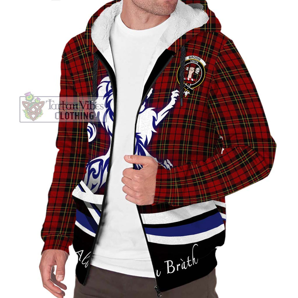 Brodie Tartan Sherpa Hoodie with Alba Gu Brath Regal Lion Emblem Unisex S - Tartanvibesclothing Shop