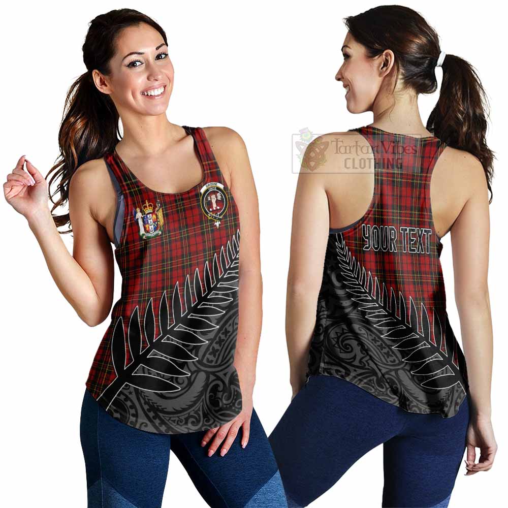 Tartan Vibes Clothing Brodie Crest Tartan Women's Racerback Tanks with New Zealand Silver Fern Half Style