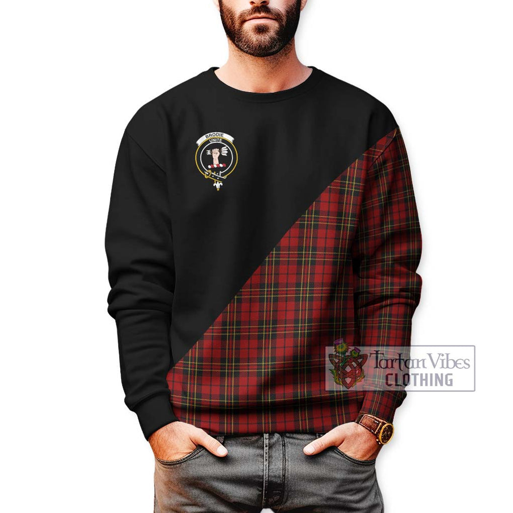 Brodie Tartan Sweatshirt with Family Crest and Military Logo Style Unisex - Tartanvibesclothing Shop