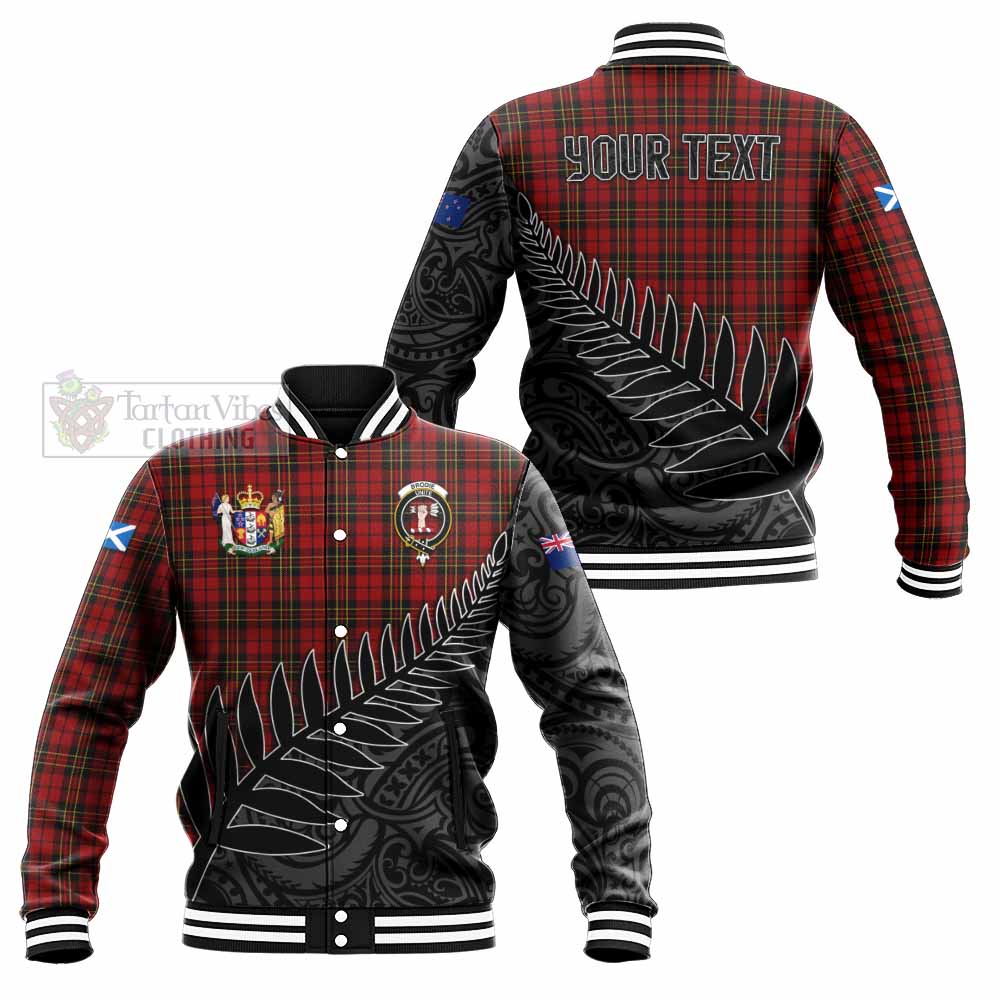 Tartan Vibes Clothing Brodie Crest Tartan Baseball Jacket with New Zealand Silver Fern Half Style