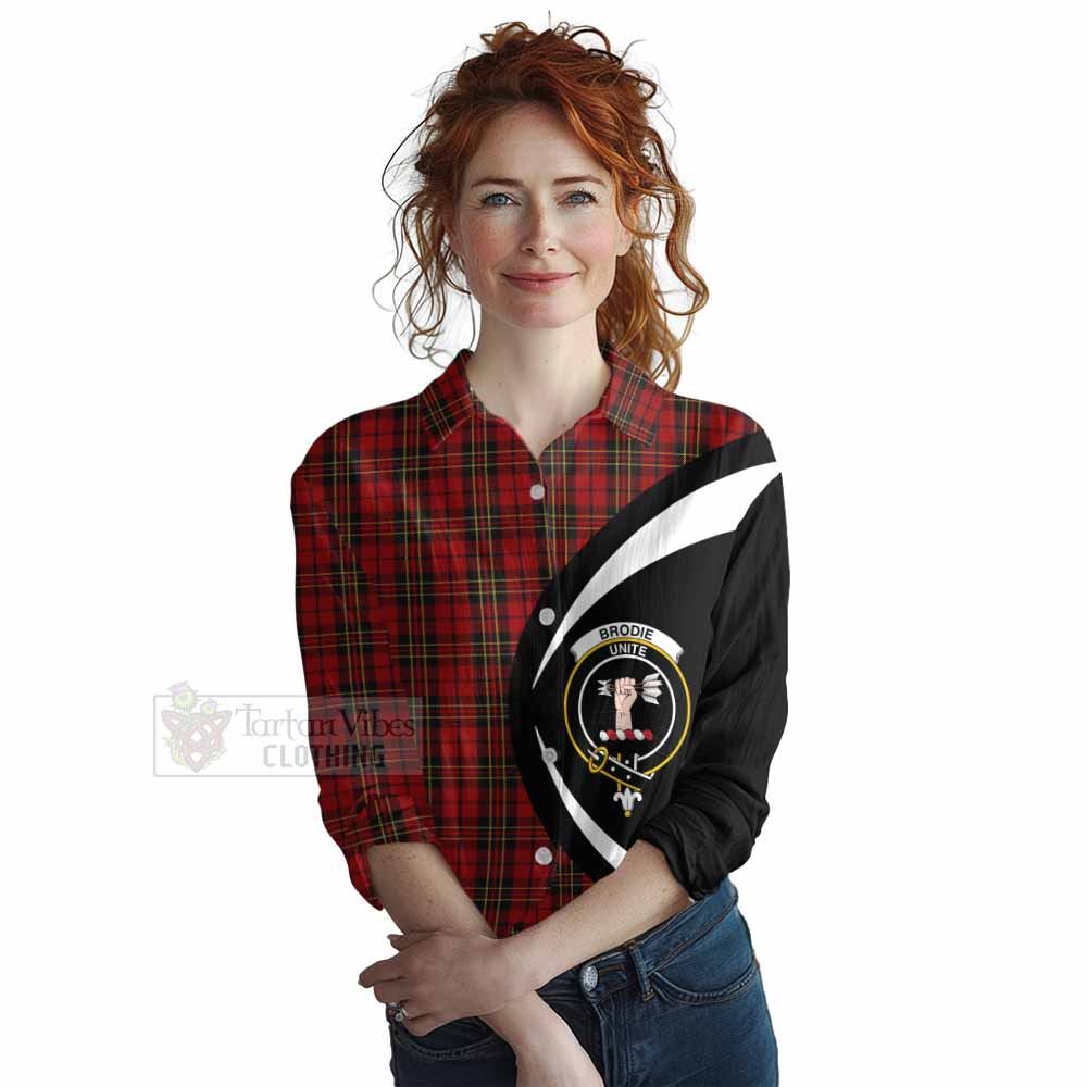 Tartan Vibes Clothing Brodie Tartan Women's Casual Shirt with Family Crest Circle Style