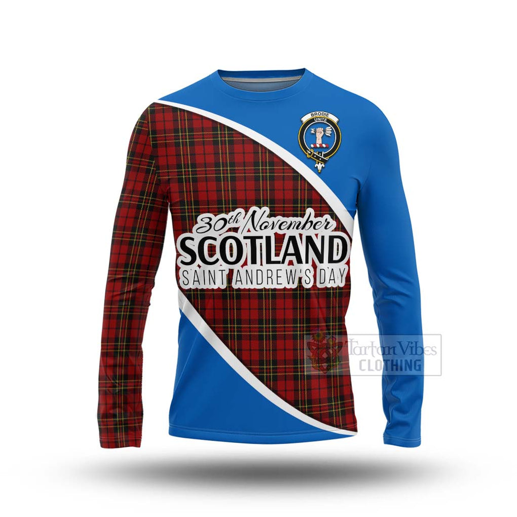 Tartan Vibes Clothing Brodie Family Crest Tartan Long Sleeve T-Shirt Celebrate Saint Andrew's Day in Style