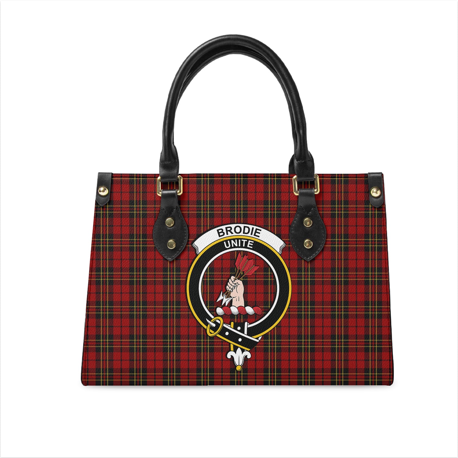 Brodie Tartan Leather Bag with Family Crest One Size 29*11*20 cm - Tartanvibesclothing