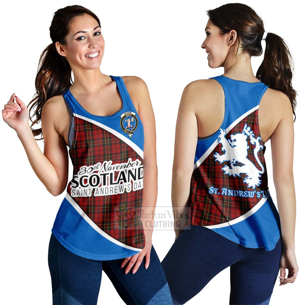 Tartan Vibes Clothing Brodie Family Crest Tartan Women's Racerback Tanks Celebrate Saint Andrew's Day in Style