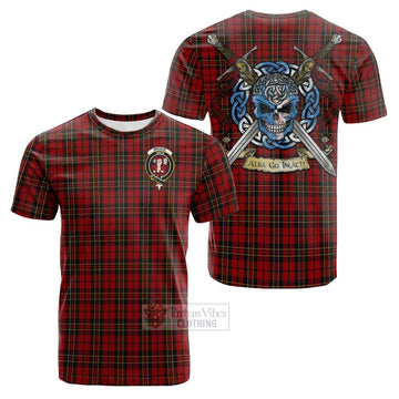 Brodie Tartan Cotton T-shirt with Family Crest Celtic Skull Style