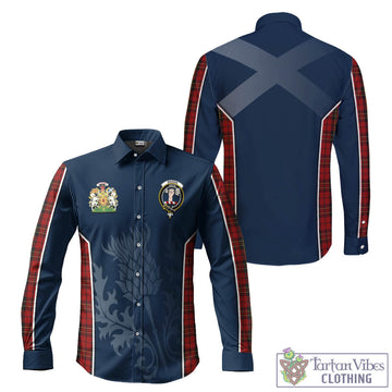 Brodie Tartan Long Sleeve Button Up Shirt with Family Crest and Scottish Thistle Vibes Sport Style