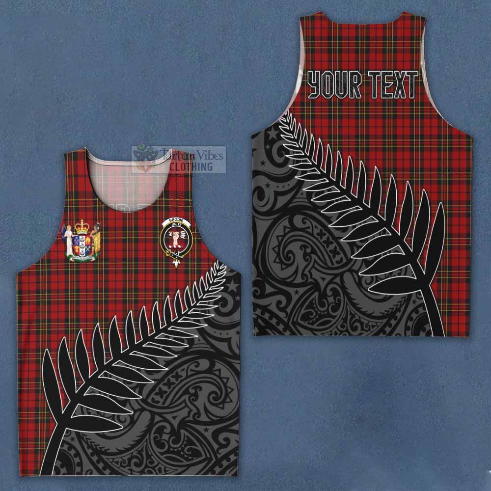 Tartan Vibes Clothing Brodie Crest Tartan Men's Tank Top with New Zealand Silver Fern Half Style