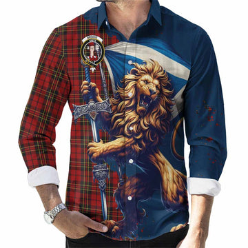 Brodie Tartan Family Crest Long Sleeve Button Shirt with Scottish Majestic Lion