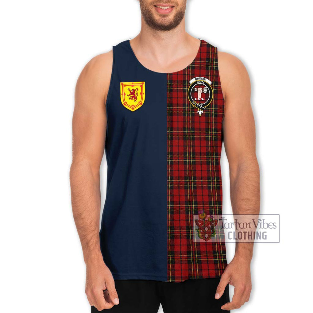 Tartan Vibes Clothing Brodie Tartan Men's Tank Top with Scottish Lion Royal Arm Half Style