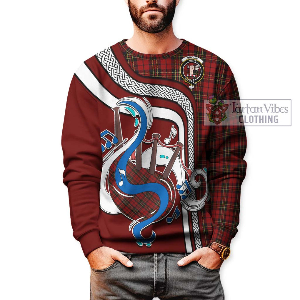 Brodie Tartan Sweatshirt with Epic Bagpipe Style Unisex - Tartanvibesclothing Shop