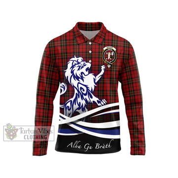 Brodie Tartan Long Sleeve Polo Shirt with Alba Gu Brath Regal Lion Emblem