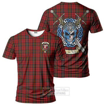 Brodie Tartan T-Shirt with Family Crest Celtic Skull Style