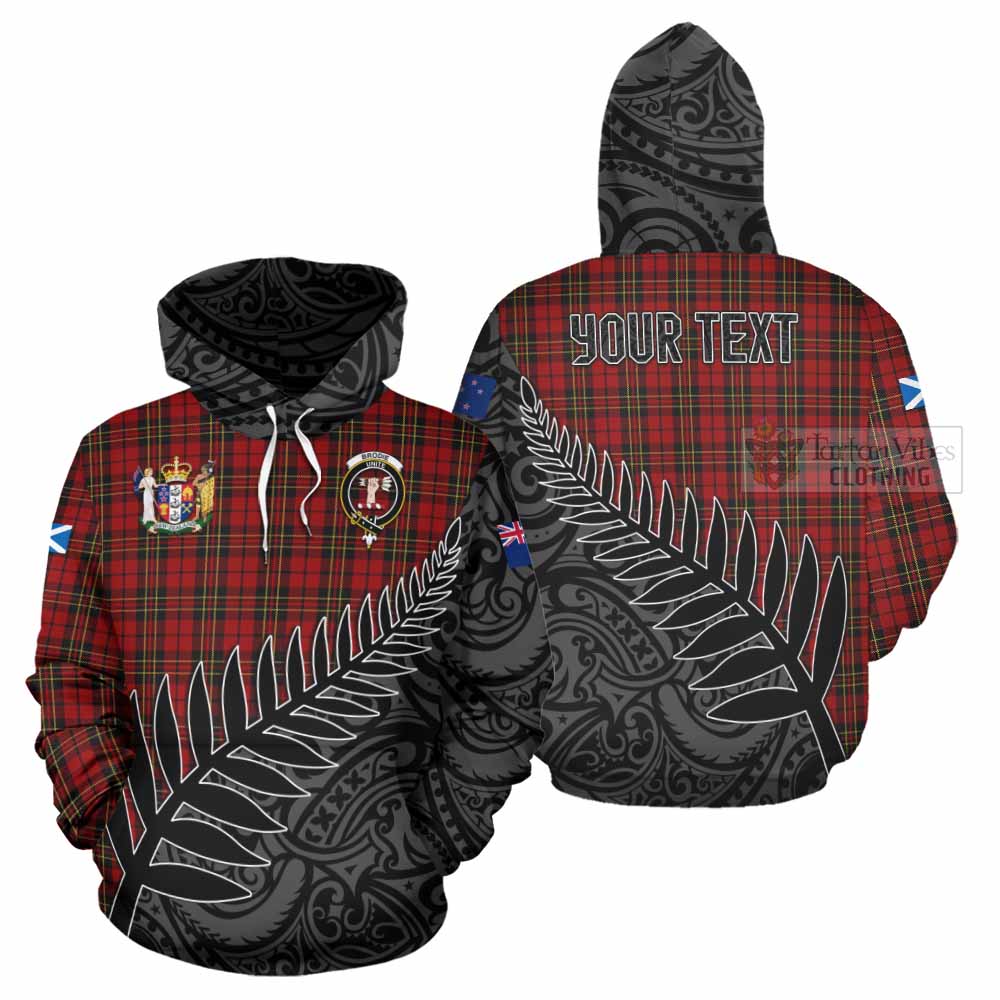 Tartan Vibes Clothing Brodie Crest Tartan Hoodie with New Zealand Silver Fern Half Style