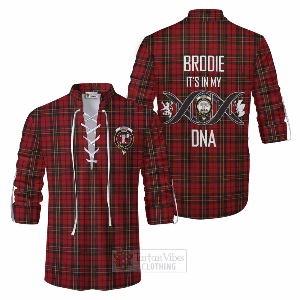 Tartan Vibes Clothing Brodie Tartan Ghillie Kilt Shirt with Family Crest DNA In Me Style