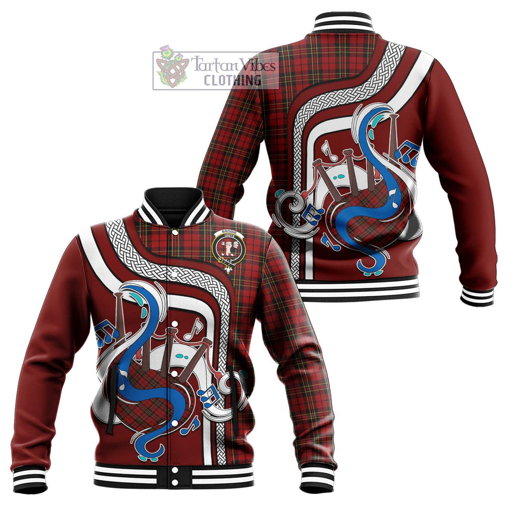 Tartan Vibes Clothing Brodie Tartan Baseball Jacket with Epic Bagpipe Style