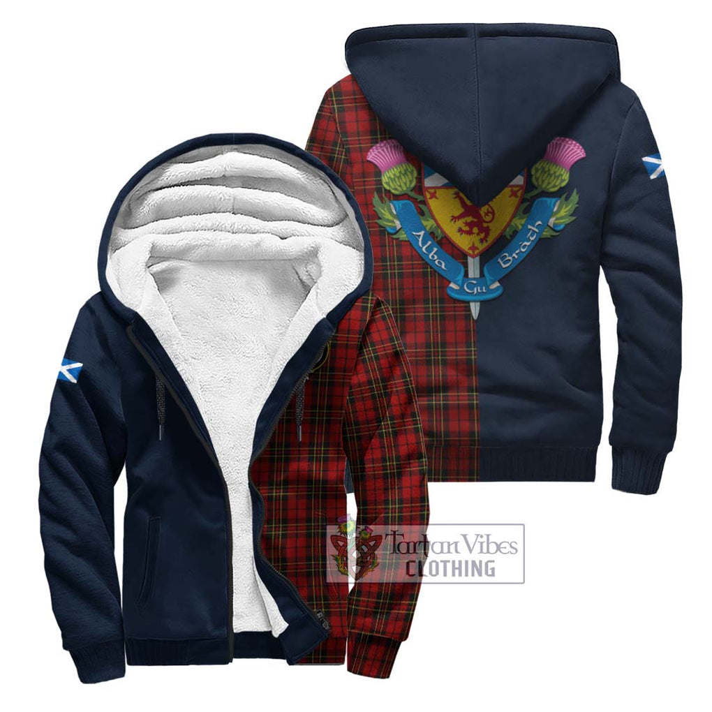 Tartan Vibes Clothing Brodie Tartan Sherpa Hoodie with Scottish Lion Royal Arm Half Style