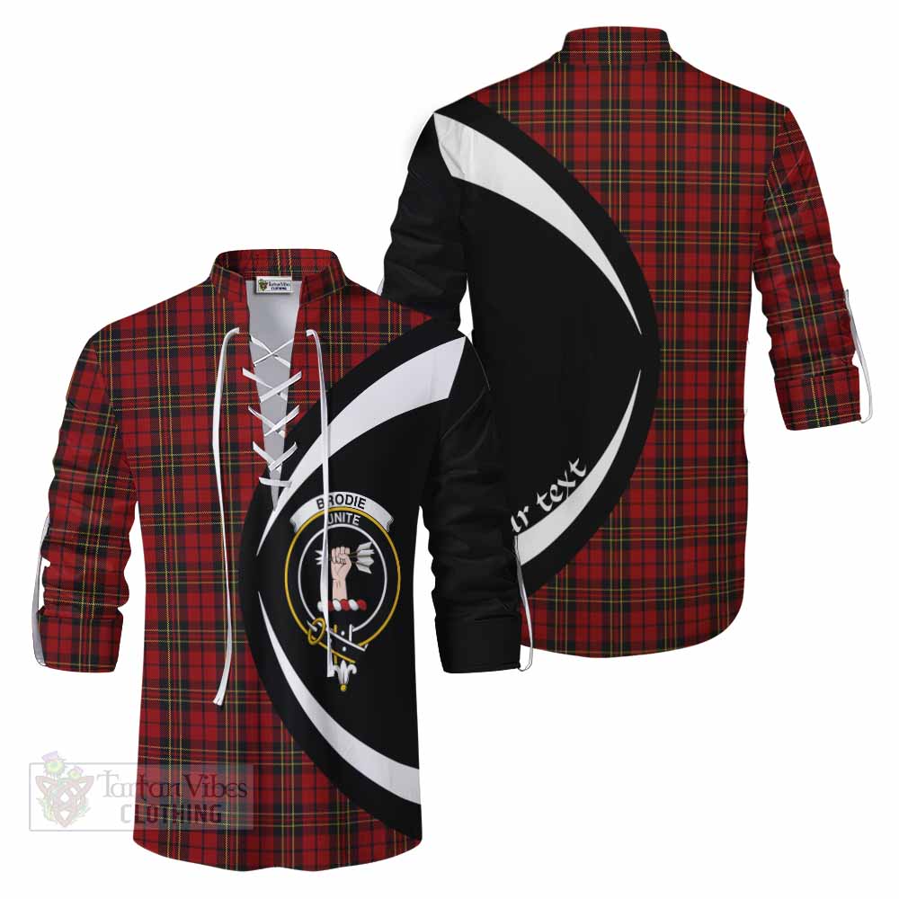 Tartan Vibes Clothing Brodie Tartan Ghillie Kilt Shirt with Family Crest Circle Style