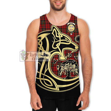 Brodie Tartan Men's Tank Top with Family Crest Celtic Wolf Style