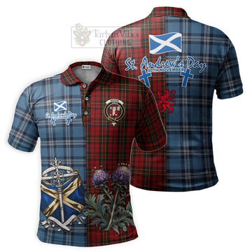 Brodie Tartan Polo Shirt Happy St. Andrew's Day Half Tartan Style