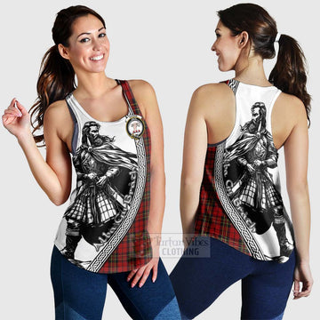 Brodie Tartan Clan Crest Women's Racerback Tanks with Highlander Warrior Celtic Style