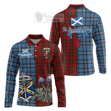 Brodie Tartan Long Sleeve Polo Shirt Happy St. Andrew's Day Half Tartan Style